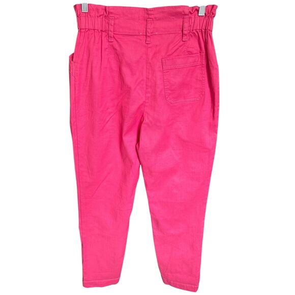 Sezane Arthuro Trousers Paper Bag Pants High Waisted Bright Pink Size 38 Medium - Picture 7 of 14